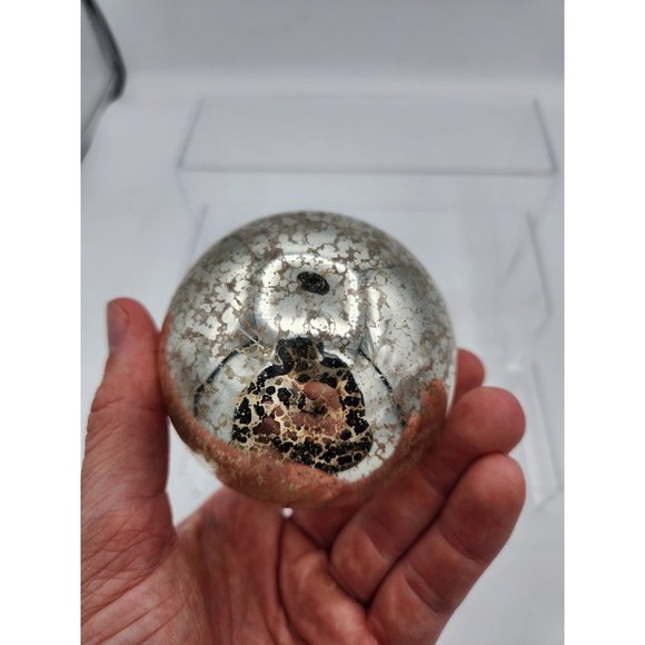 Vintage Silver Mercury Glass Crackle Style Ball Orb Christmas Ornament - Picture 6 of 6